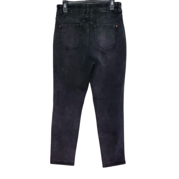 INC International Concepts Black Curvy Boyfriend Denim Leopard Patch Jean Size 8 - Picture 5 of 7